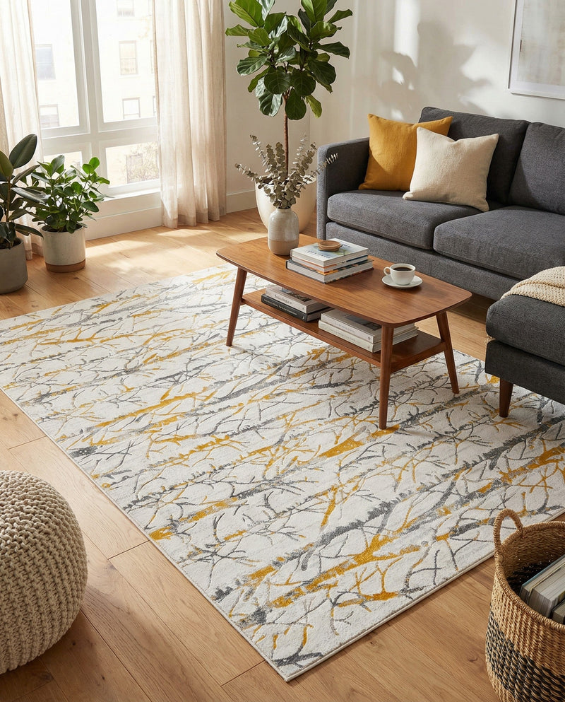 Bloomsbury Elegance Collection Area Rug -  Soho Rectangle Yellow and Gray  lifestyle 23