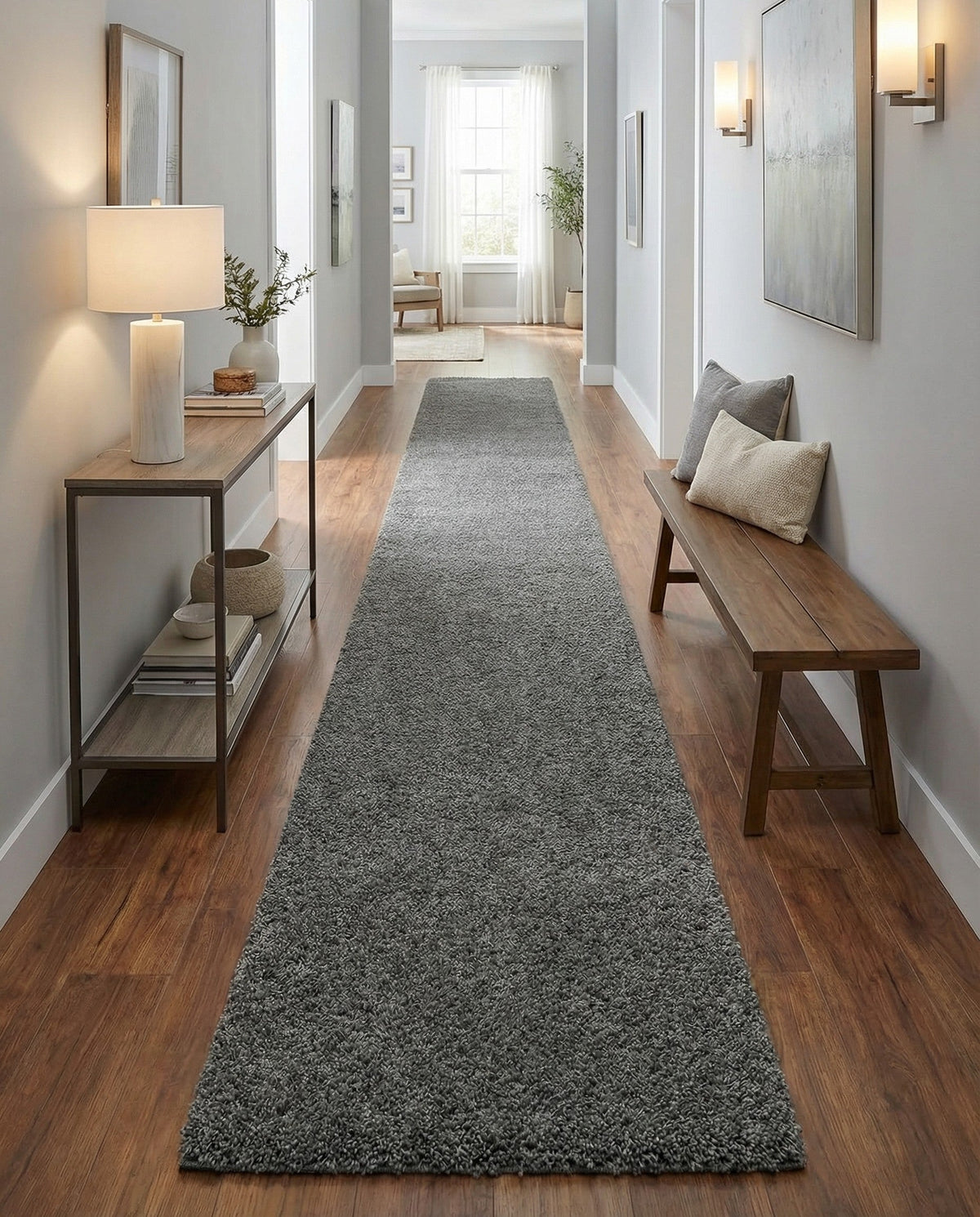 Cozy Comfort Shag Collection Area Rug - Haven (Smoke Gray) Runner Smoke Gray  lifestyle 59