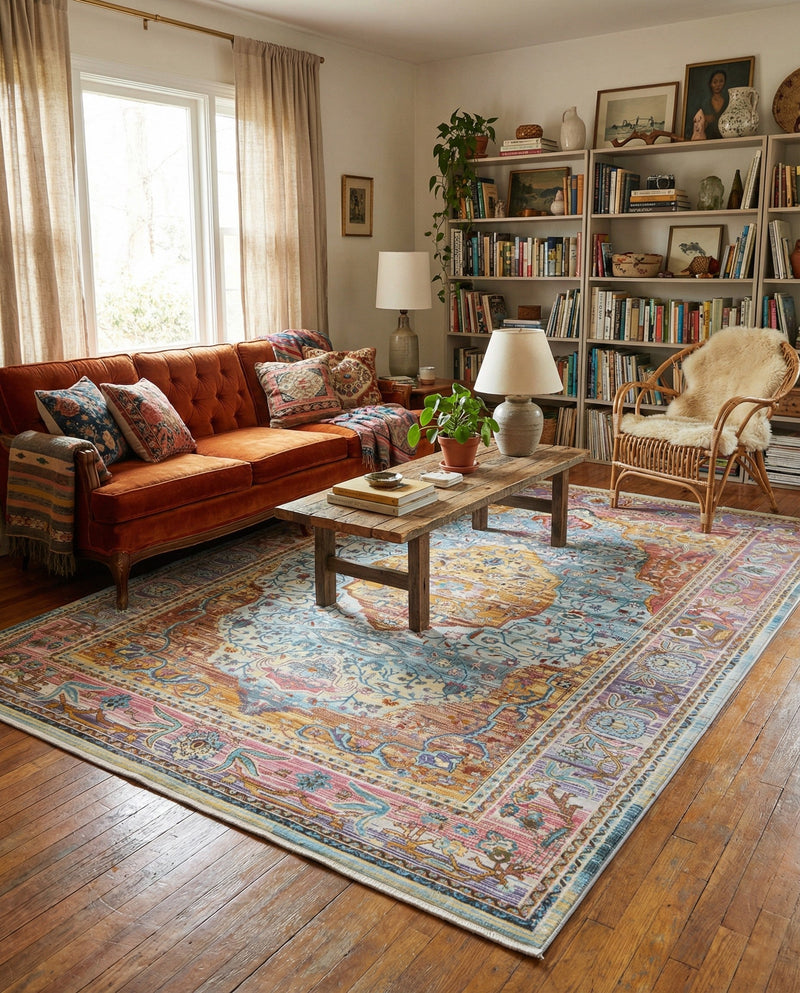 Caribbean Breeze Collection Area Rug -  Vieques Rectangle Light Blue  lifestyle 43