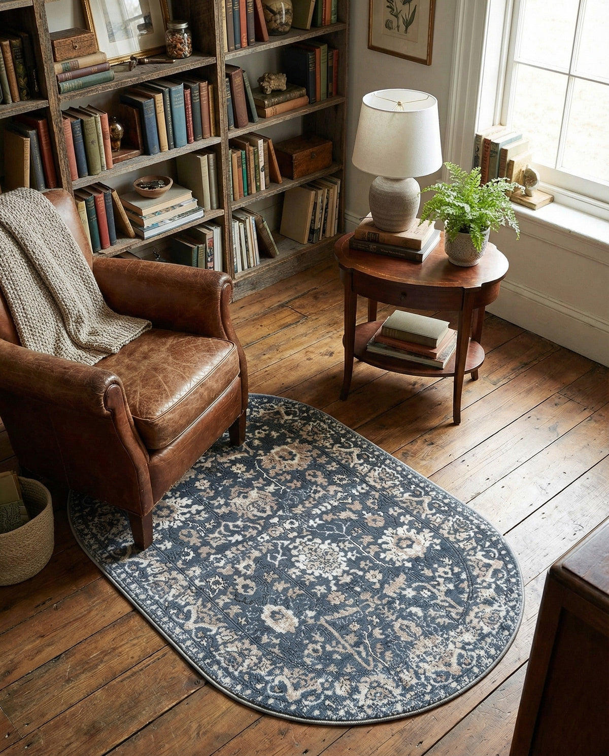 Cascade Range Collection Area Rug -  Shasta (Blue) Oval Blue  lifestyle 85
