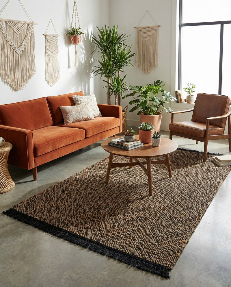 Woven Seaside Jute Collection Area Rug - Oia Rectangle Black and Natural  lifestyle 44