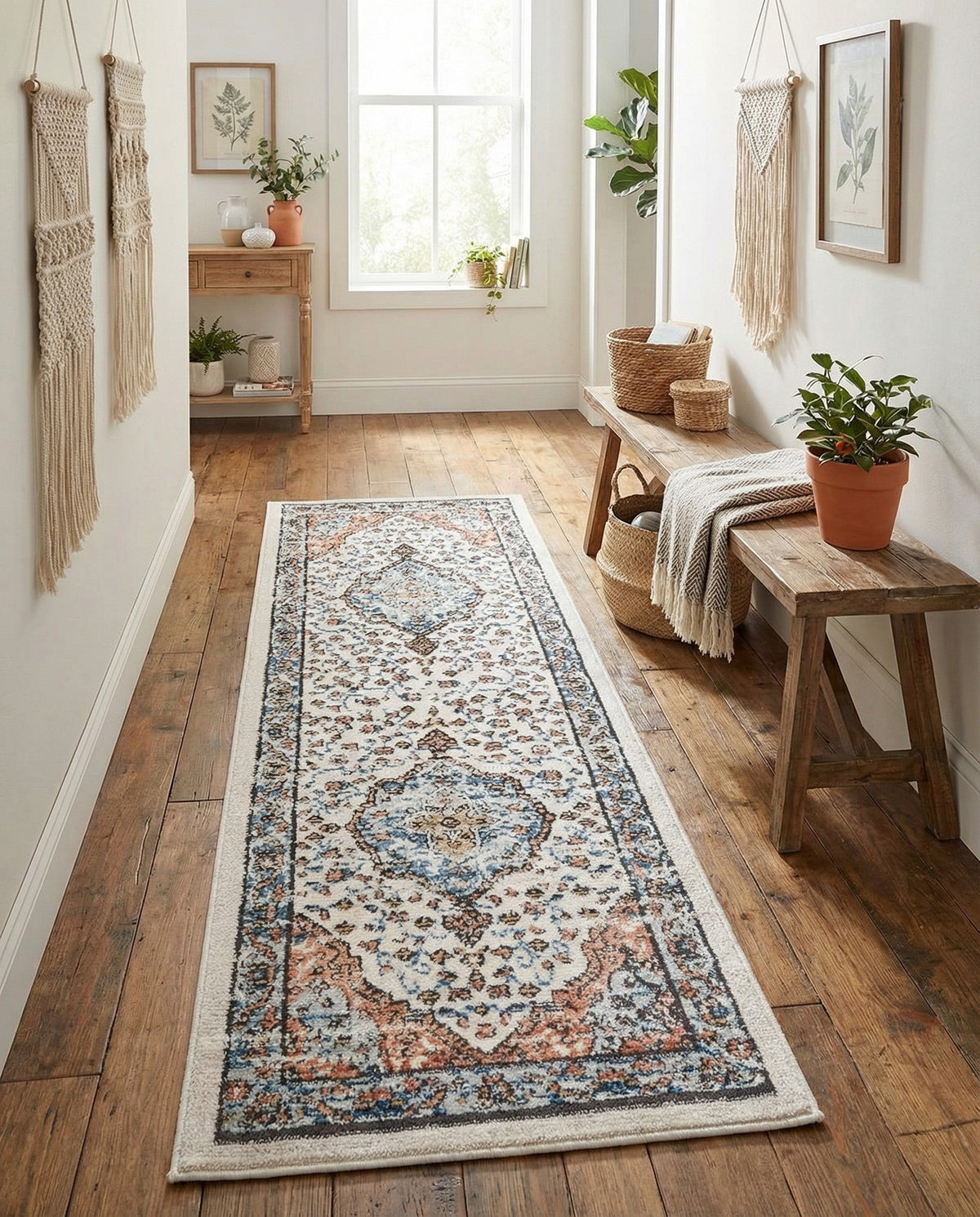 Mykonos Manor Collection Area Rug - Delos Runner Ivory  lifestyle 185