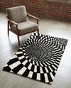 Cyclone Wool Collection Area Rug - Tornado Rectangle Black and White  lifestyle 13