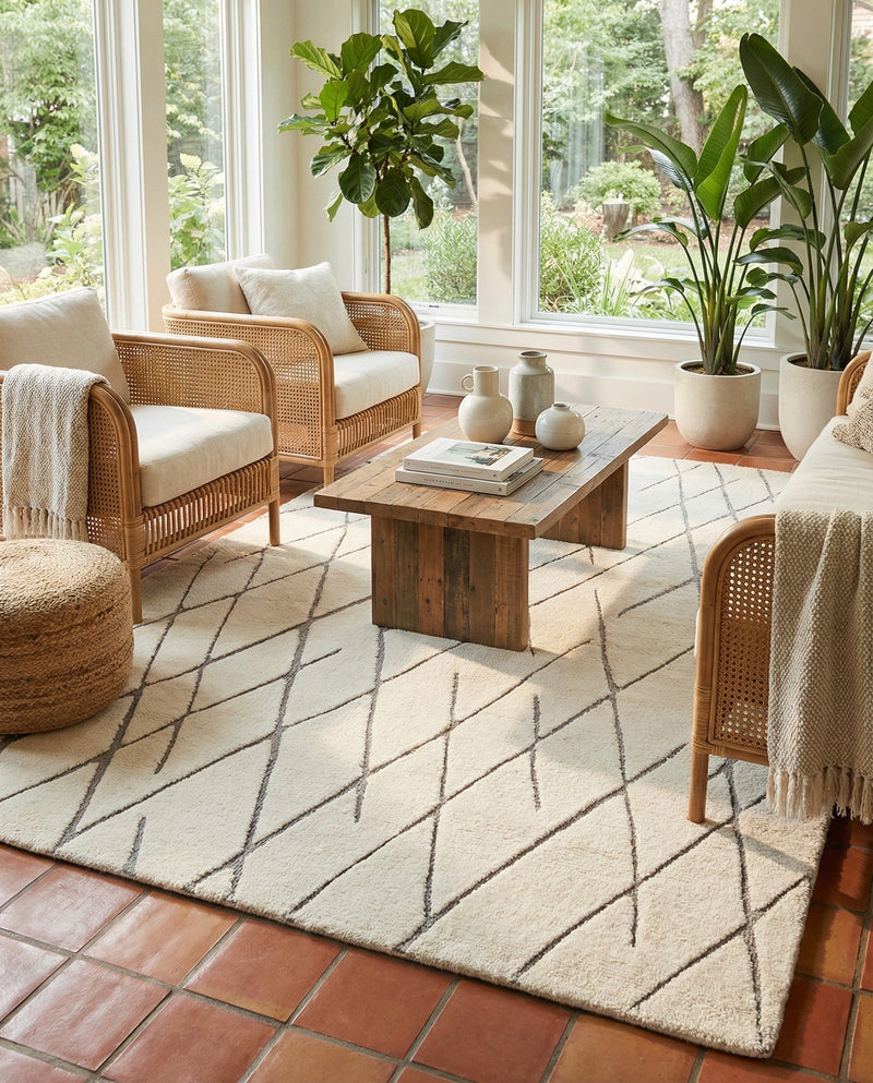 Sahara Berber Wool Collection Area Rug - Marrakesh Rectangle Pure Ivory  lifestyle 20