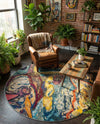 Autumnal Tapestry Collection Area Rug - Harvestville Round Multi  lifestyle 56