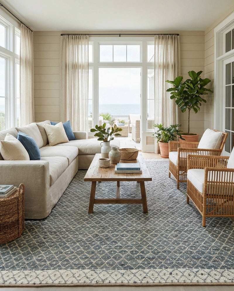 Tulum Trellis Collection Area Rug - Shoreline Rectangle Gray  lifestyle 29