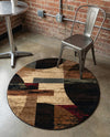 Bistro Lounge Collection Area Rug -  Latte Round Multi  lifestyle 65