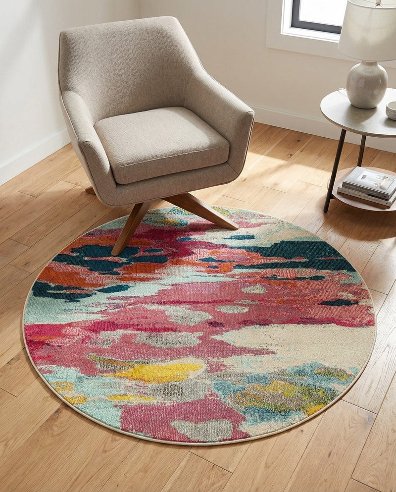 Marrakesh Elegance Collection Area Rug -  Skhirat Round Pink  lifestyle 64
