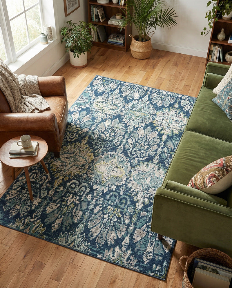 Savannah Elegance Collection Area Rug -  Forsyth Rectangle Navy Blue  lifestyle 6