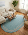 Terrace Fringe Collection Area Rug - Veranda (Aquamarine) Oval Aquamarine  lifestyle 63