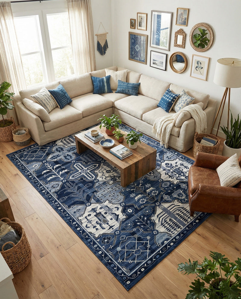 Horizon Collection Area Rug - Dawn Rectangle Blue  lifestyle 36