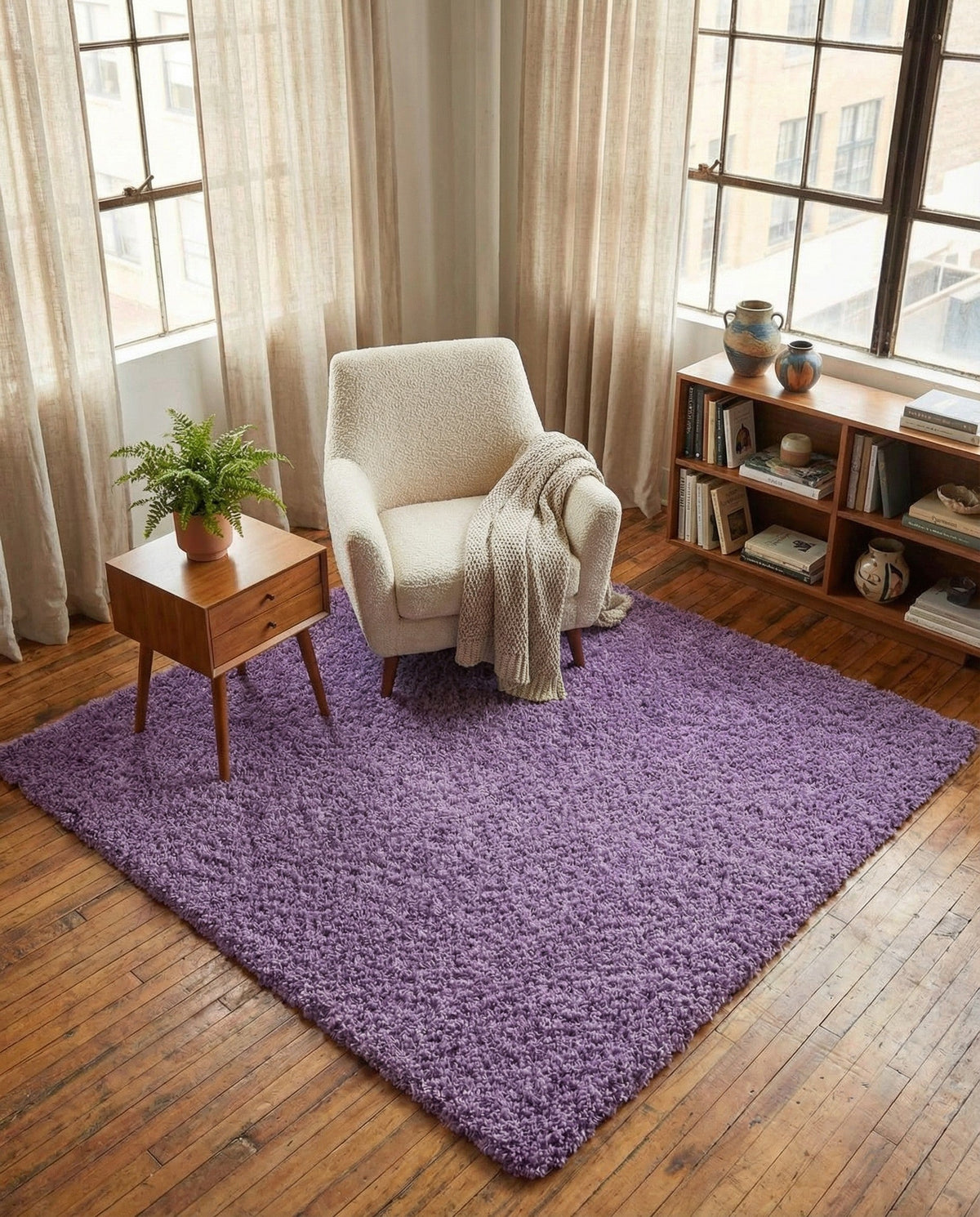Plush Oasis Collection Area Rug - Serenity (Lilac) Square Lilac  lifestyle 85
