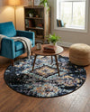 Tangier Treasures Collection Area Rug -  Fez Round Navy Blue  lifestyle 52