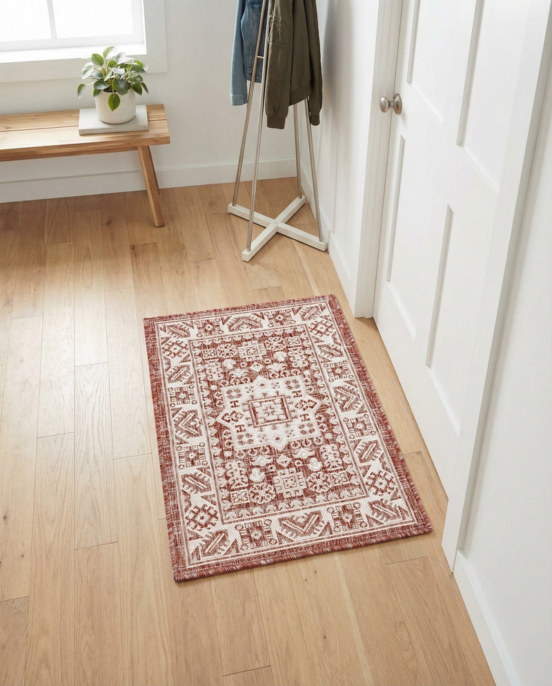 Tribal Terrace Treasures Collection Area Rug -  Incan Isle (Rust Red) Rectangle Rust Red  lifestyle 39