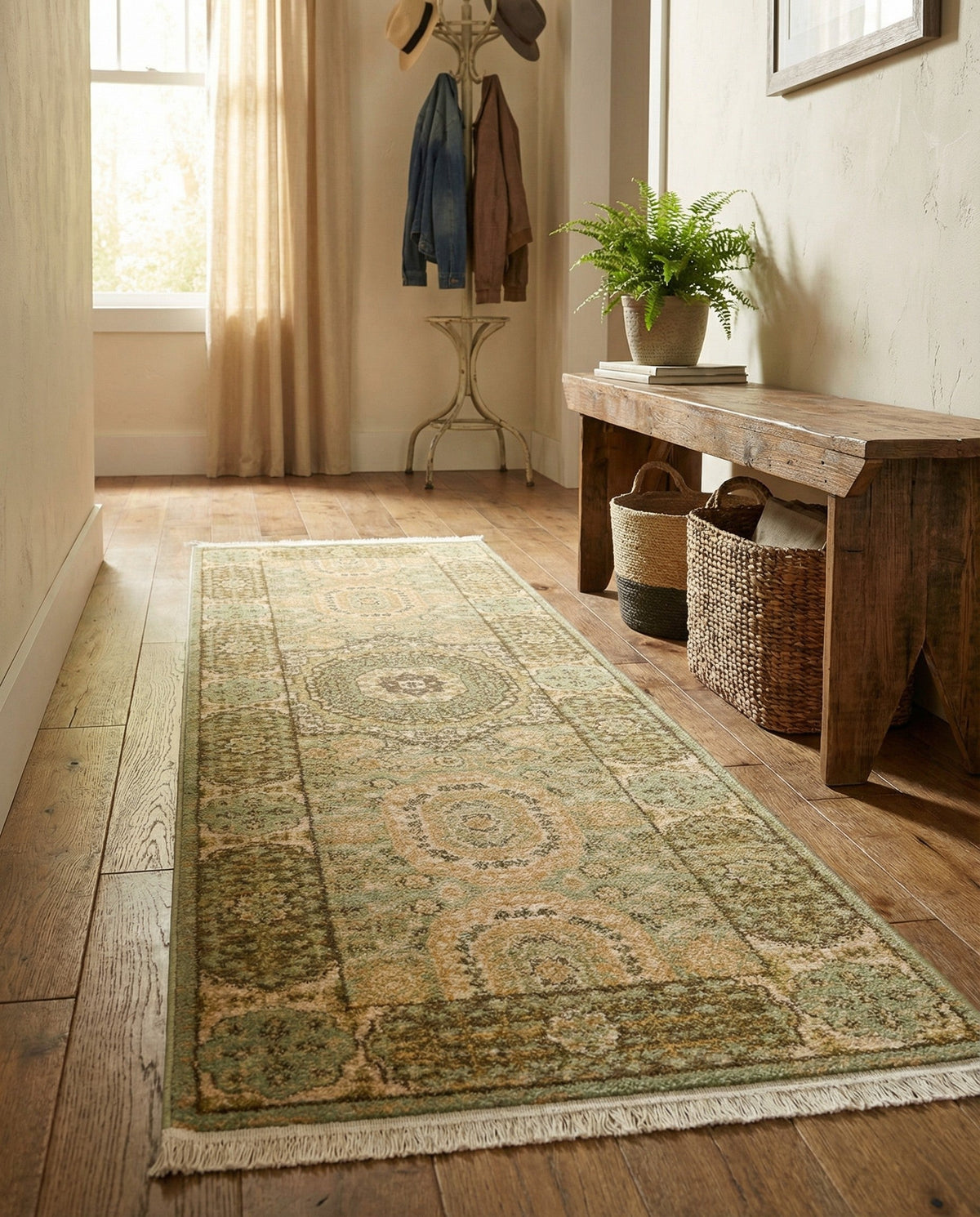 Ottoman Elegance Collection Area Rug -  Ephesus Runner Light Green  lifestyle 177