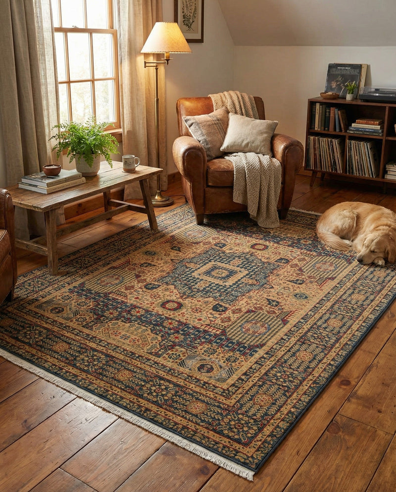 Ottoman Elegance Collection Area Rug - Sultan Rectangle Blue  lifestyle 53