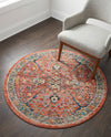 Seville Stripes Collection Area Rug -  Malaga (Brick Red) Round Brick Red  lifestyle 73