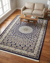 Persian Elegance Collection Area Rug -  Zanjan Rectangle Navy Blue  lifestyle 18