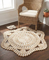 Woven Seaside Jute Collection Area Rug - Nantucket Round Natural and White  lifestyle 71