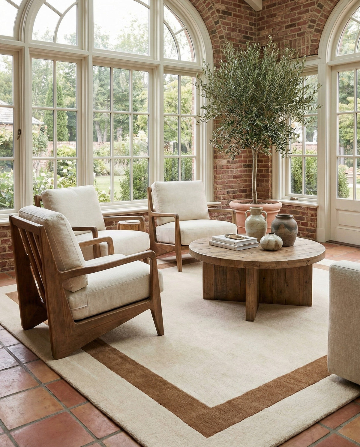 Savannah Borders Wool Collection Area Rug - Chatham Square Ivory  lifestyle 182