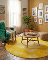 Seychelles Stripes Collection Area Rug - Mahe (Yellow) Round Yellow  lifestyle 21