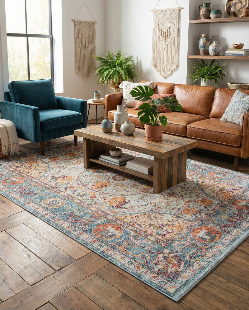 Caribbean Breeze Collection Area Rug -  Xcalak Rectangle Light Blue  lifestyle 35