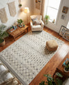 Mediterranean Lattice Collection Area Rug - Santorini (Ivory and Gray) Rectangle Ivory and Gray  lifestyle 11