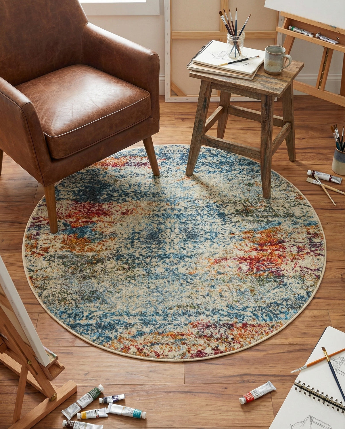 Caribbean Breeze Collection Area Rug -  Isla Round Cream  lifestyle 124