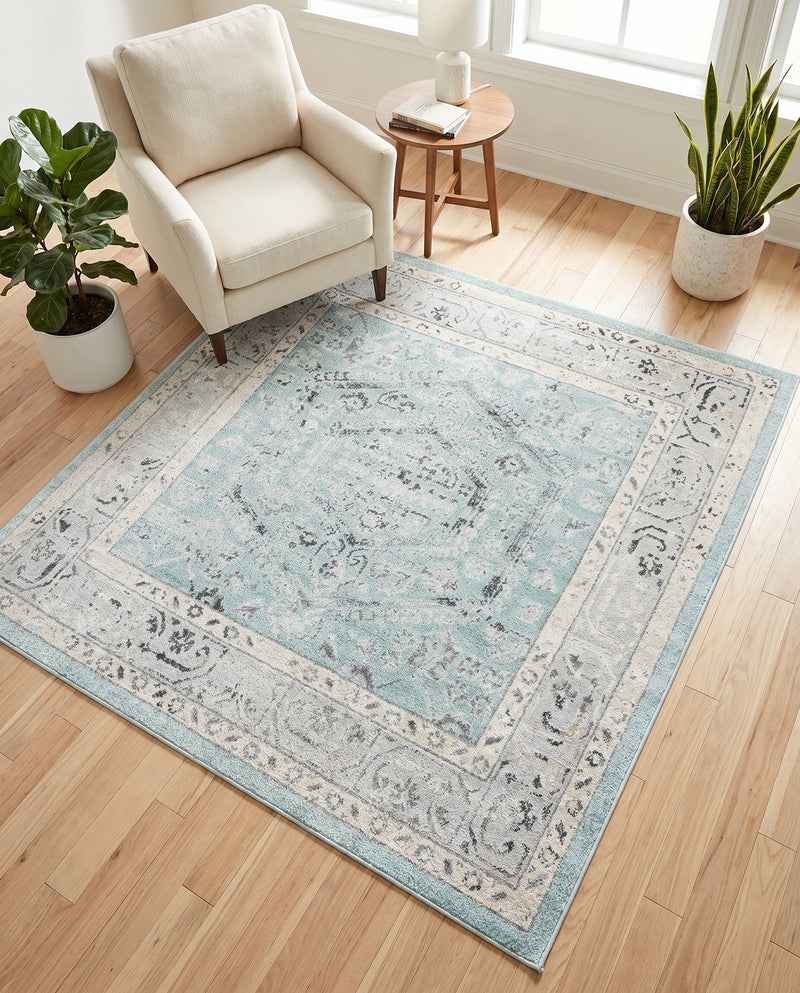 Adriana Terrace Collection Area Rug - Capri (Aqua) Square Aqua  lifestyle 21