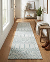 Marrakesh Lattice Collection Area Rug - Casablanca (Ivory Aqua) Runner Ivory Aqua  lifestyle 72