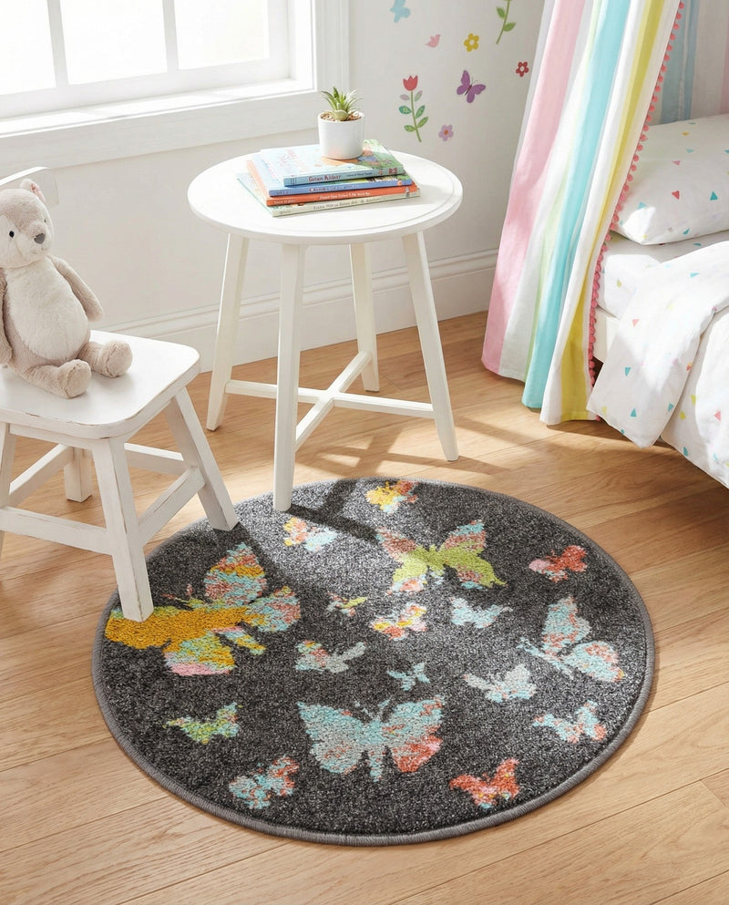 Wonder Tykes Collection Area Rug -  Carnival Round Charcoal Gray  lifestyle 57