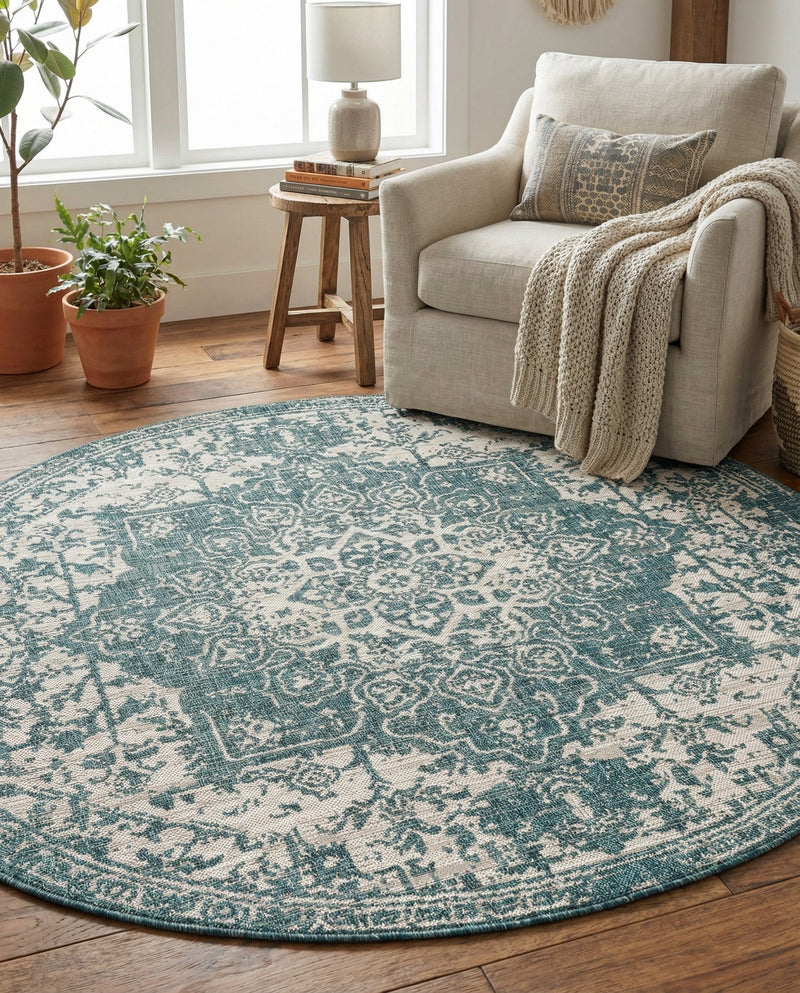 Urban Oasis Rugs Collection Area Rug -  Penthouse (Teal) Round Teal  lifestyle 82