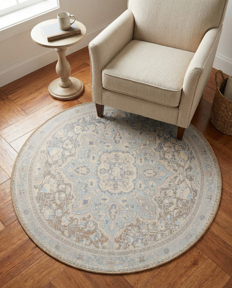 Heritage Elegance Collection Area Rug -  Schonbrunn Round Cream  lifestyle 58