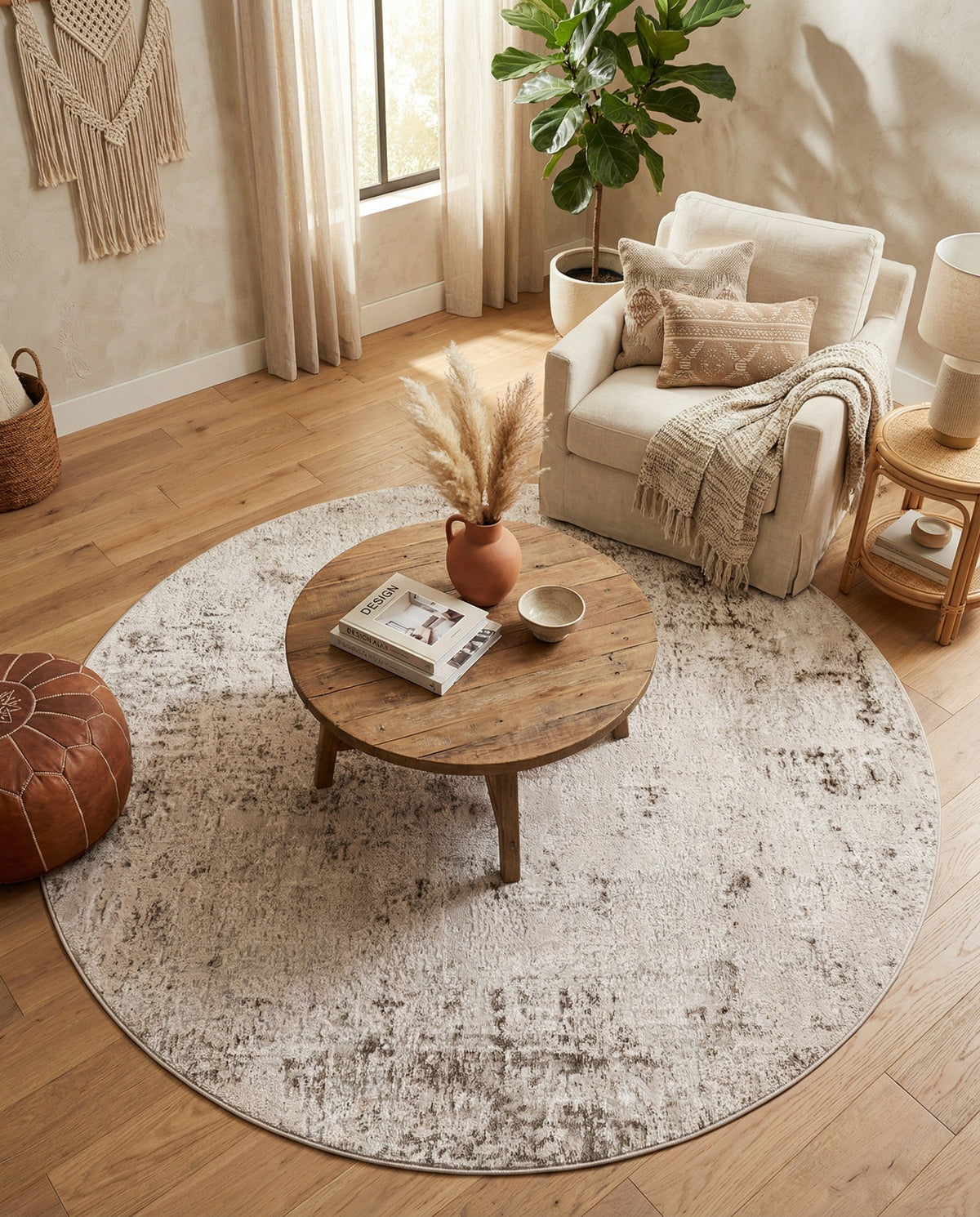 Aegean Elegance Collection Area Rug -  Paros Round Gray  lifestyle 87