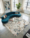 Jewel Oasis Collection Area Rug -  Opaline Square White Navy  lifestyle 47