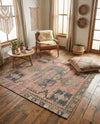 Savannah Threads Collection Area Rug -  Sonoran Square Antique Red  lifestyle 50