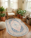 Savannah Series Collection Area Rug -  Augusta (French Blue) Oval French Blue  lifestyle 45