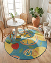 Coastal Terrace Collection Area Rug -  Cove Round Blue  lifestyle 78