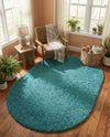 Plush Oasis Collection Area Rug - Serenity (Deep Aqua Blue) Oval Deep Aqua Blue  lifestyle 79