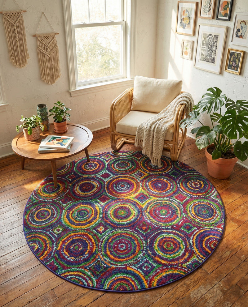 Caribbean Cove Collection Area Rug -  Vincent Round Multi  lifestyle 32