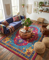 Caribbean Cove Collection Area Rug -  Canouan Rectangle Pink Blue  lifestyle 6
