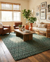 Savannah Weave Collection Area Rug - Serengeti Rectangle Hunter Green  lifestyle 57