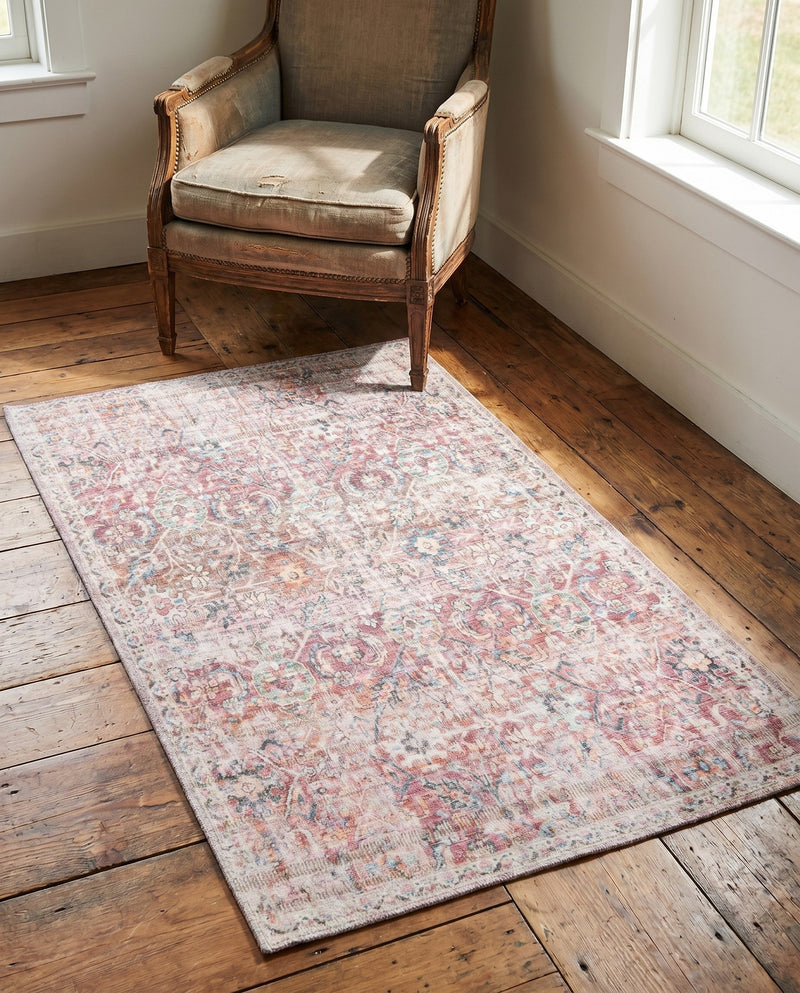 Vintage Memories Collection Area Rug -  Flashback Rectangle Ivory and Pink  lifestyle 10