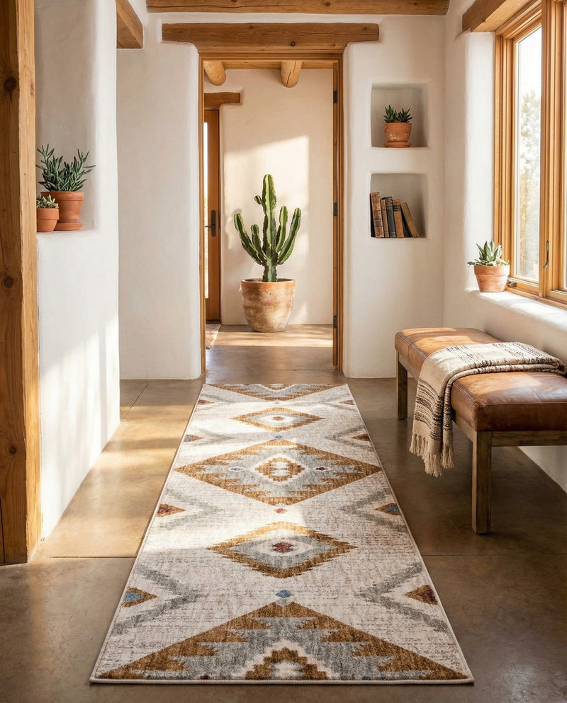 Desert Modern Eco Rug Series Collection Area Rug -  Zion Runner Ivory  lifestyle 55