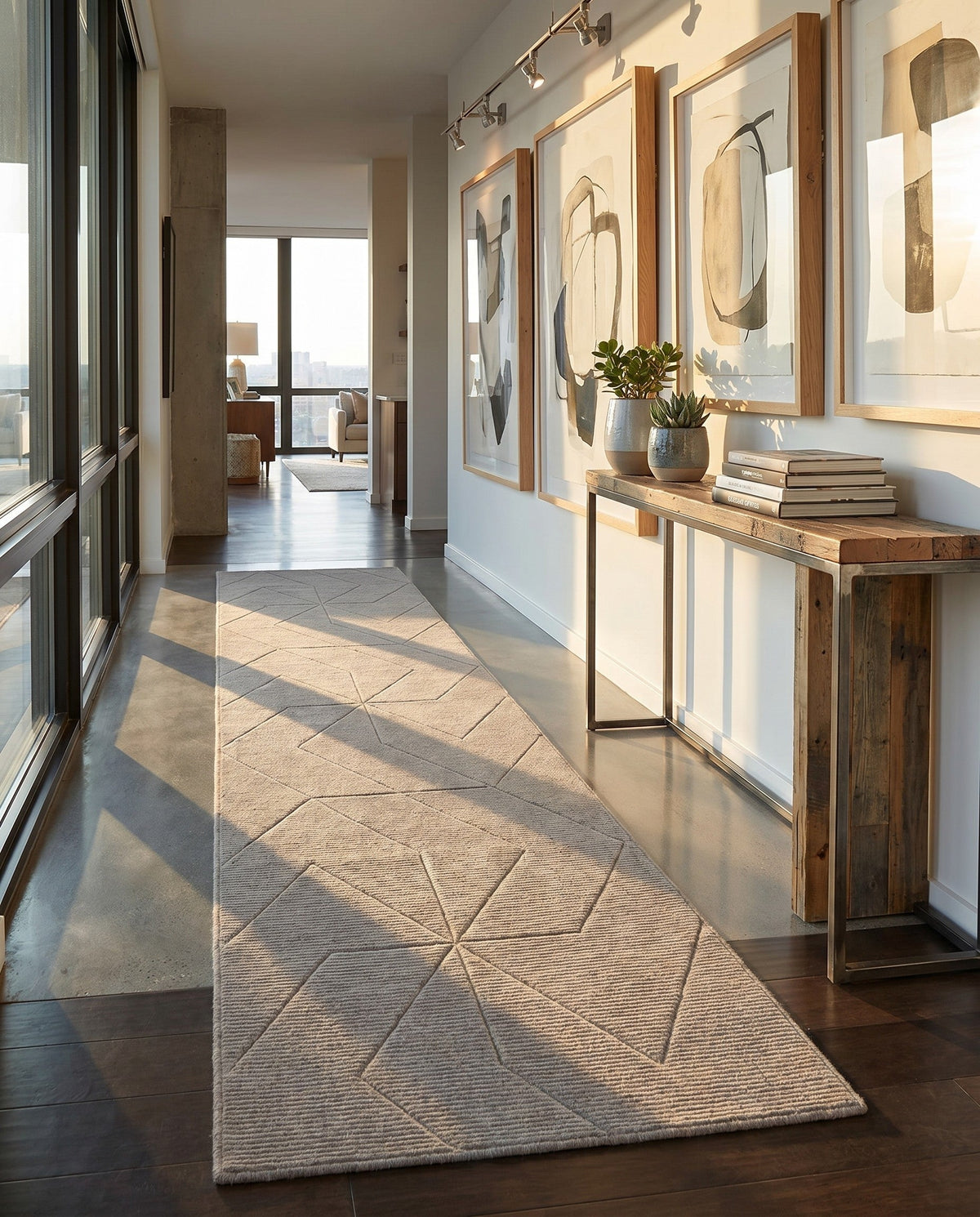 Nordic Loom Geometric Collection Area Rug - Oslo Runner Steel gray  lifestyle 162