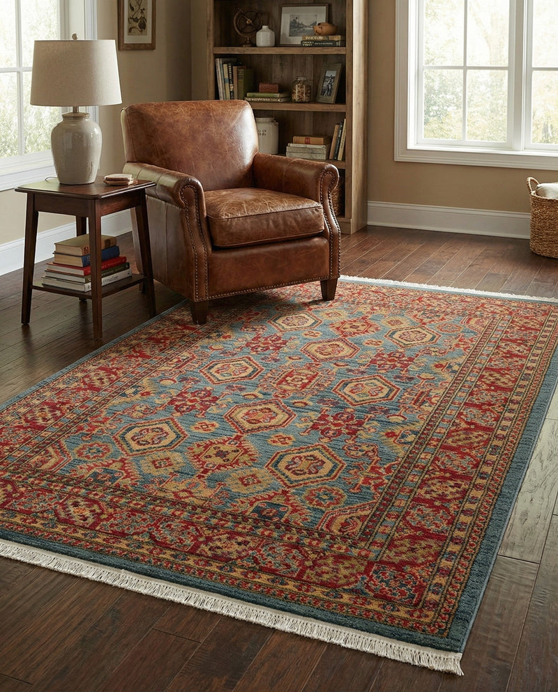 Persian Elegance Collection Area Rug -  Nain Rectangle Light Blue  lifestyle 9