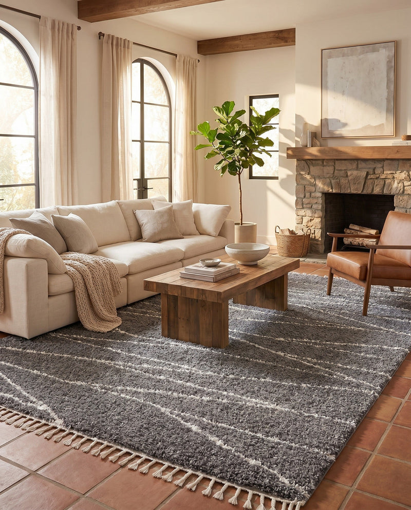 Tranquil Tides Shag Collection Area Rug -  Frost Rectangle Gray  lifestyle 42