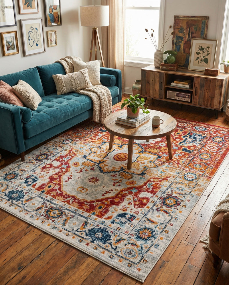 Parisian Elegance Collection Area Rug - Versailles (Rust Red) Rectangle Rust Red  lifestyle 4