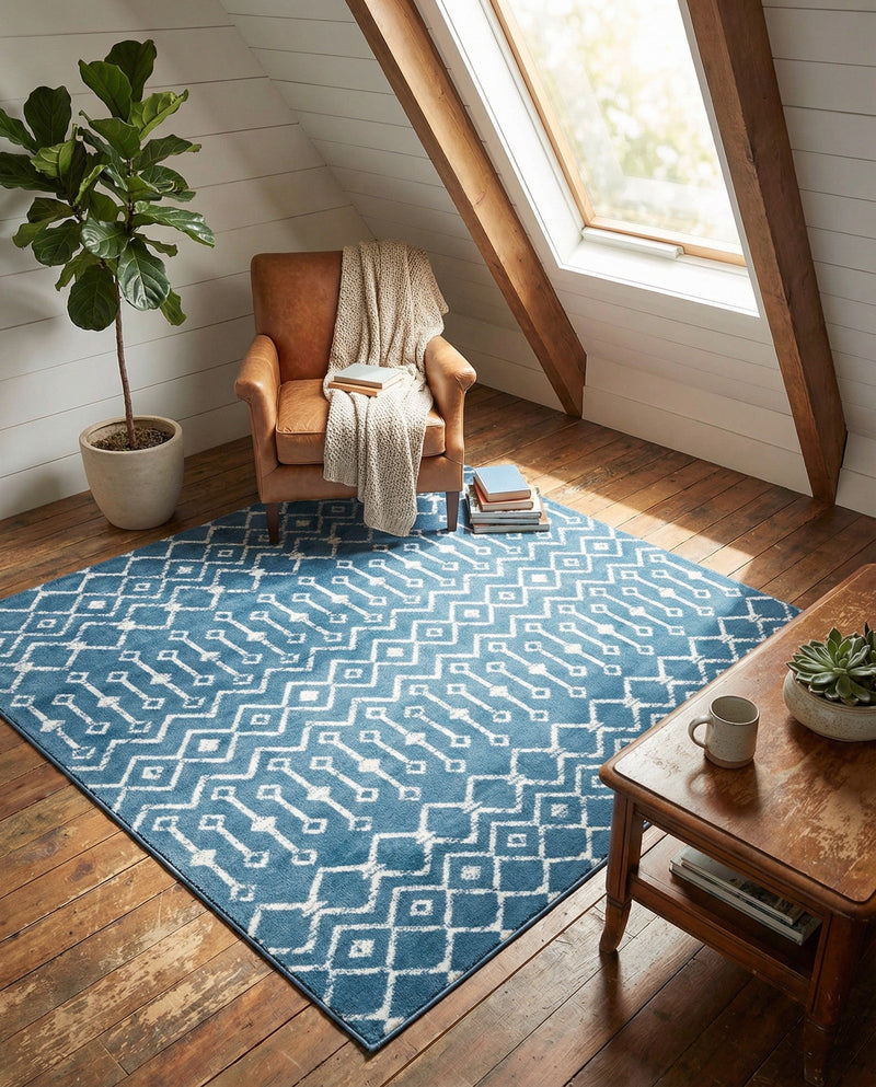 Marrakech Lattice Collection Area Rug - Medina (Blue) Square Blue  lifestyle 38