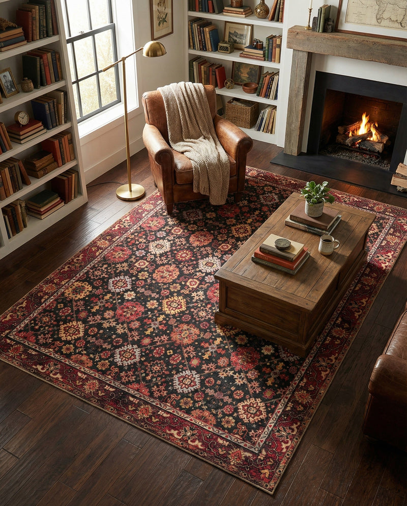 Heritage Elegance Collection Area Rug -  Himeji Rectangle Black  lifestyle 39